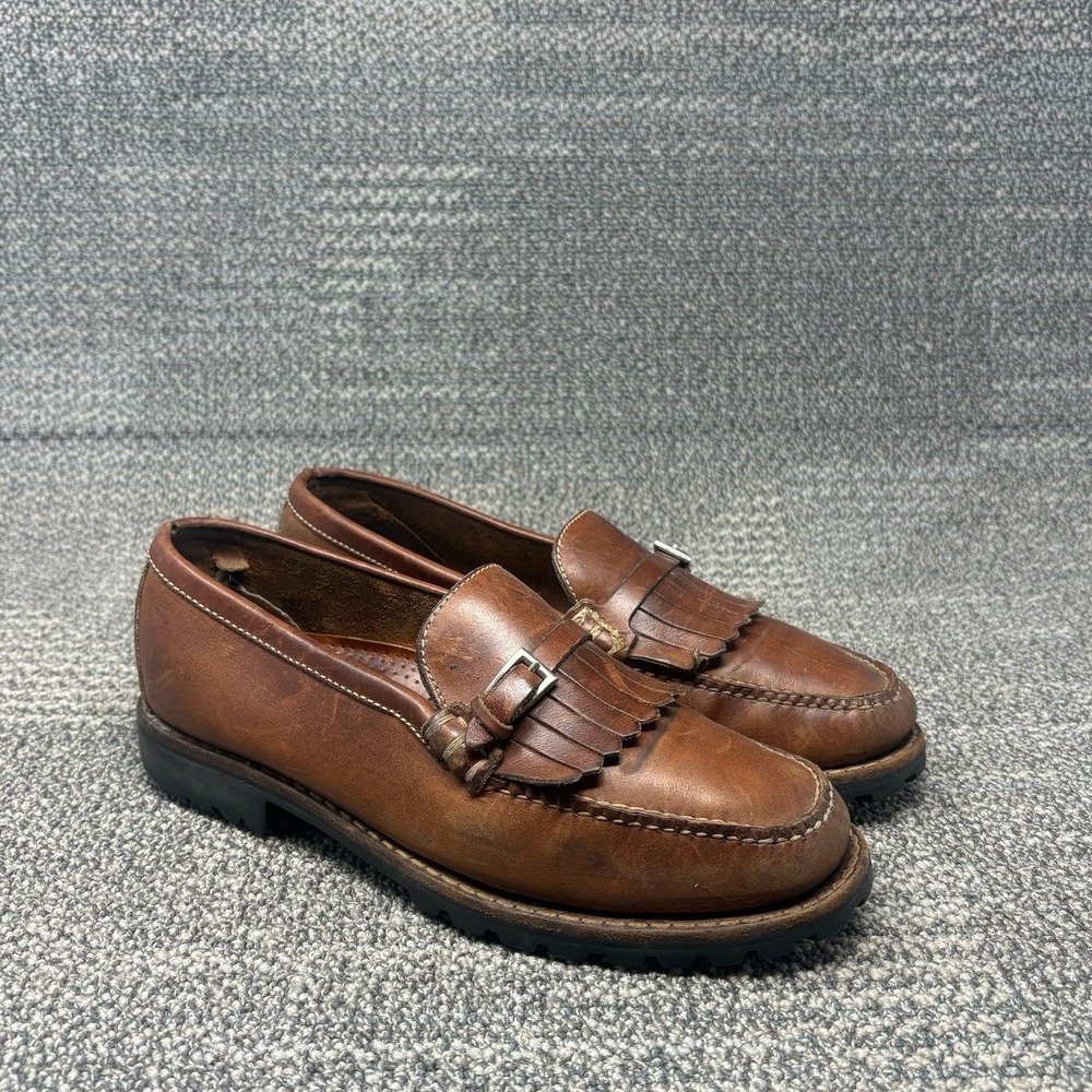 Cole Haan Women's 9.5 B Brown Leather Kiltie Buckle Lug Sole Loafers F6329